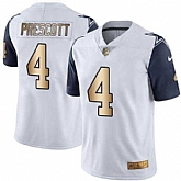 Nike Men & Women & Youth Cowboys 4 Dak Prescott White Limited Golden Color Rush Jersey,baseball caps,new era cap wholesale,wholesale hats